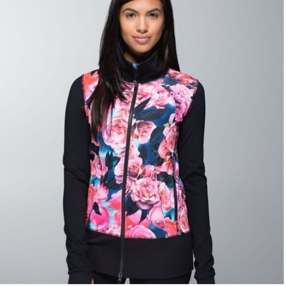Lululemon Asana Secret Garden Floral Print Jacket Full Zip Stretch size 8 - Picture 2 of 10